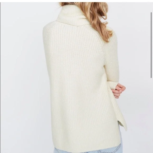 Madewell Mercer Turtleneck in Coziest Yarn white cream wool blend size large - Picture 3 of 6